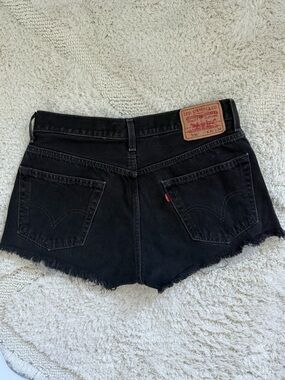 Levi's Black Frayed High-Rise Denim Cutoff Shorts